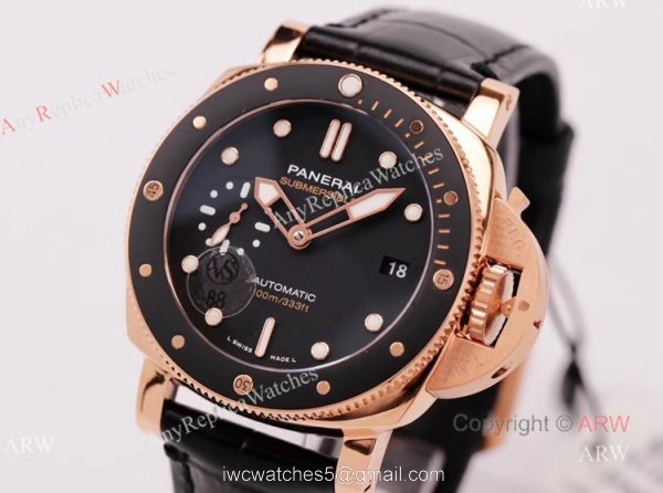 New VS Factory Panerai Submersible 42mm PAM00974 Rose Gold Black Ceramic Swiss Replica Watch 2