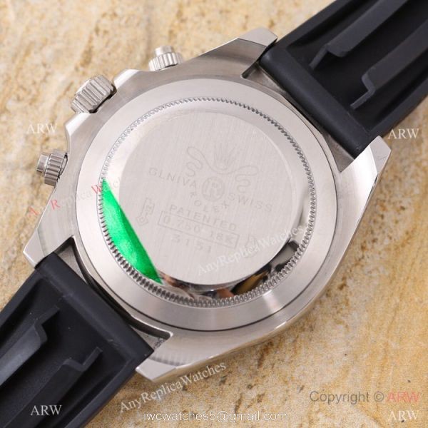 Swiss Quality Replica Rolex Daytona 43mm Watch Rhodium Gray Oysterflex Rubber Strap 2