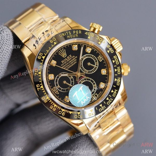 Swiss Quality Rolex Daytona 40mm Watch Black Ceramic Bezel Yellow Gold 2