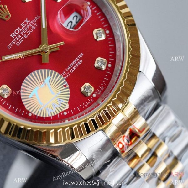 Swiss Quality Rolex Datejust ii 41mm Cherry red Dial Diamond Markers Jubilee Watch 2