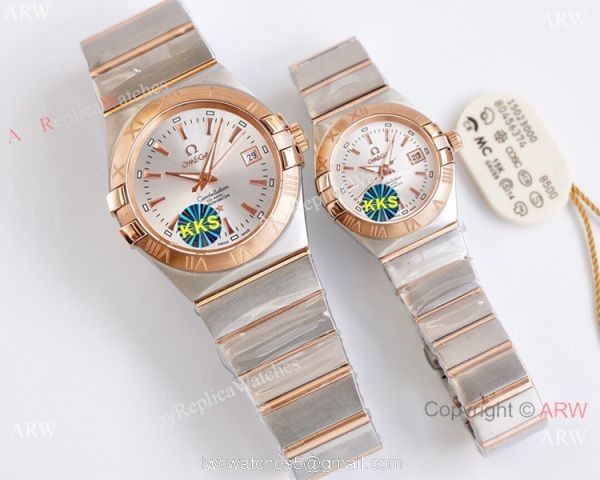 Swiss Quality Copy Omega Double Eagle Watches 2-Tone Silver Dial 38mm or 27mm 2