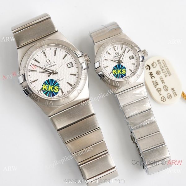 Swiss Quality Omega Double Eagle Couple Watch Blue Dial Stainless Steel 8215 Movement 2