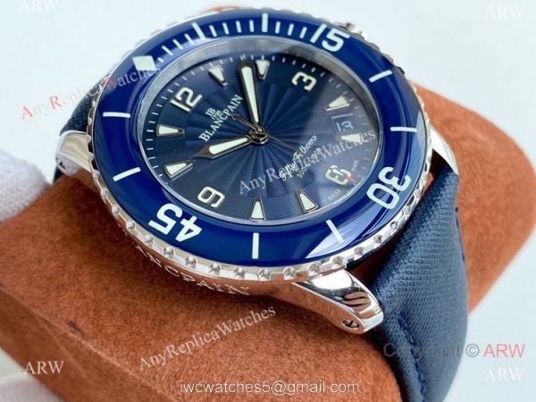 Best Copy Blancpain Fifty Fathoms Blue Bezel Silver Watch Citizen 8215 Movement 2