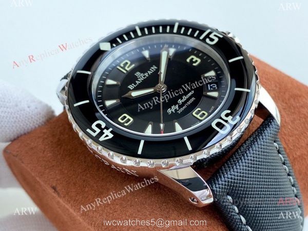 Swiss Quality Copy Blancpain Fifty Fathoms Citizen 8215 Watch Black Dial Green Markers 2