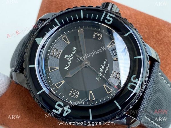 Swiss Quality Copy Blancpain Fifty Fathoms Solid Black Watch Citizen 8215 Movement 2