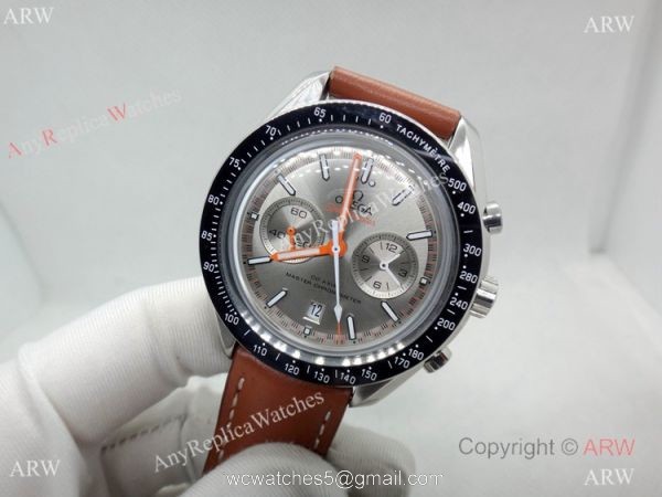 Omega Speedmaster Citizen 8215 Watch Brown Leather Strap 40mm 2