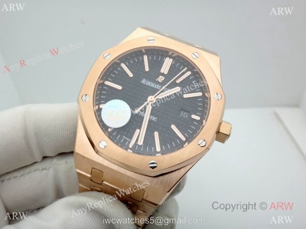 ZF Factory Audemars Piguet Royal Oak 9015 Black Dial Rose Gold Watch 41mm 2