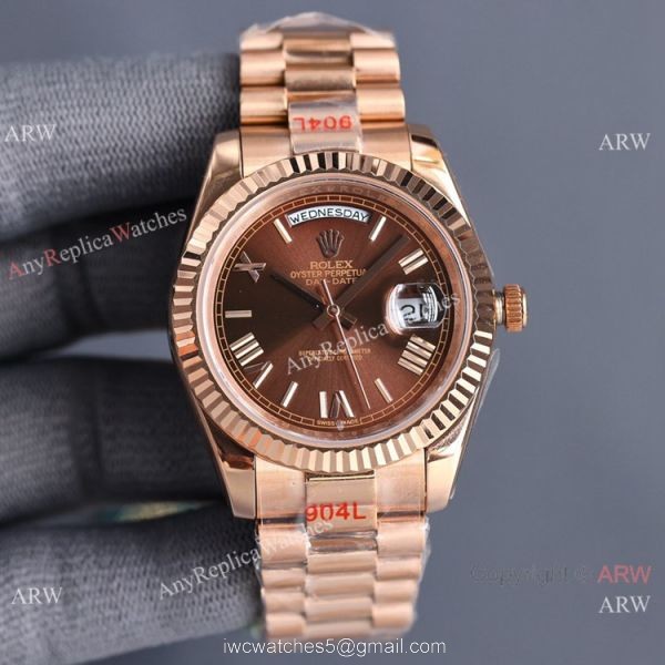 Swiss Quality Rolex Daydate II Citizen 8215 Watch Rose Gold Olive Green Dial 41mm 2