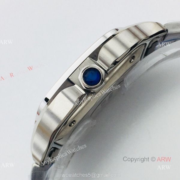 BV Factory 1:1 Copy Ladies Cartier Santos De Cartier Silver Diamond Watch 2