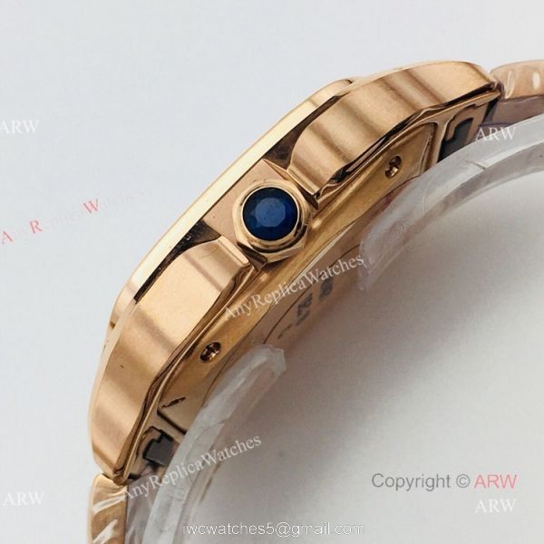BV Factory 1:1 Cartier Santos De Cartier Watch Copy Rose Gold Diamond Ladies 2