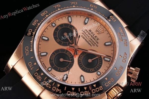 New Noob 4130 V3 Rolex Daytona Rubber Band Rose Gold Black Dial Watches 2