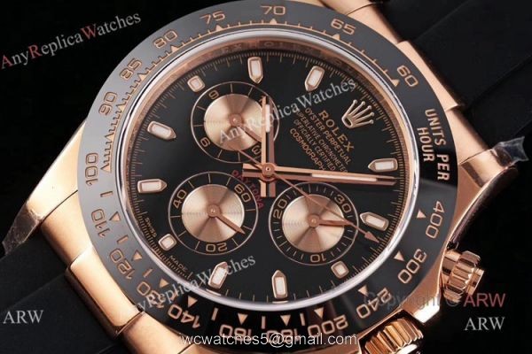 Noob Factroy V3 Rolex Daytona Rubber Band Rose Gold Black Dial Watch 2