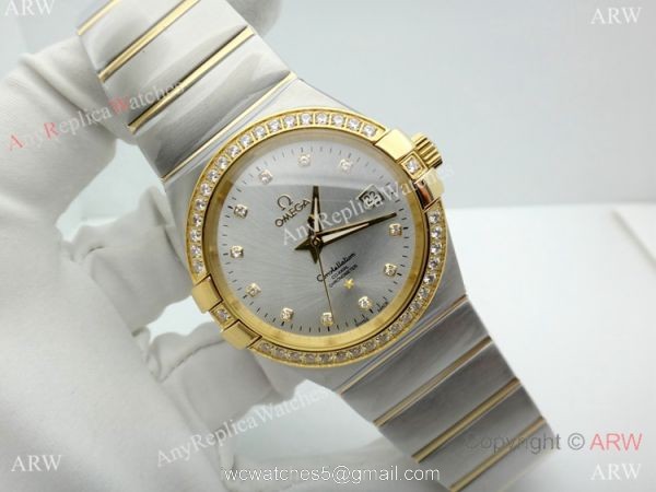 Replica Omega Constellation Two Tone Diamond Watch 38mm Men 2