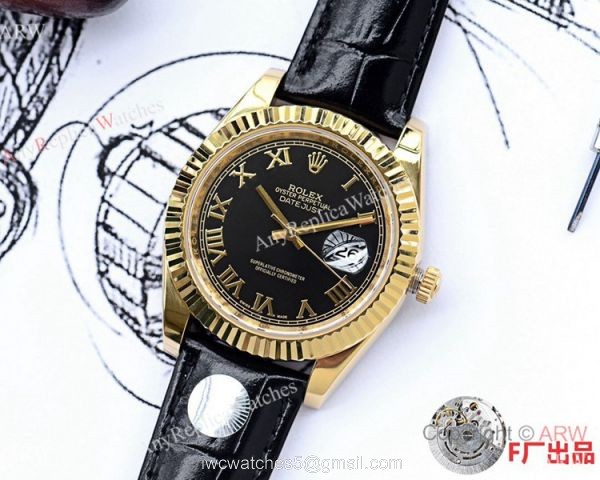NEW UPGRADED Rolex Datejust II 41mm Men Watches Roman Markers Leather Strap 2