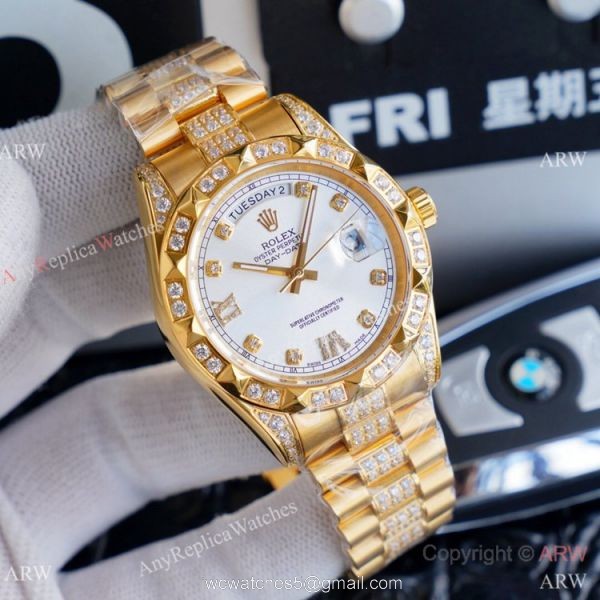 High Quality Rolex Day Date II Gold Iced Out Presidential Watches 41mm 2