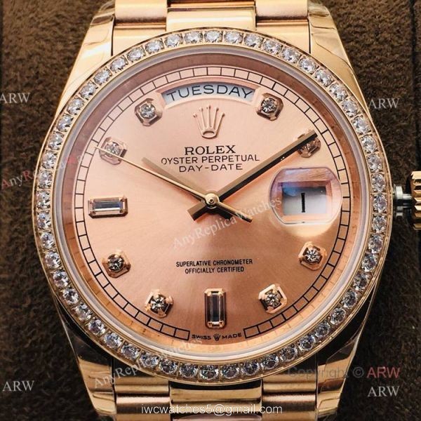 (EWF ) Swiss ETA3255 Replica Rolex Day Date President Replica Watch Rose Gold Diamond 2