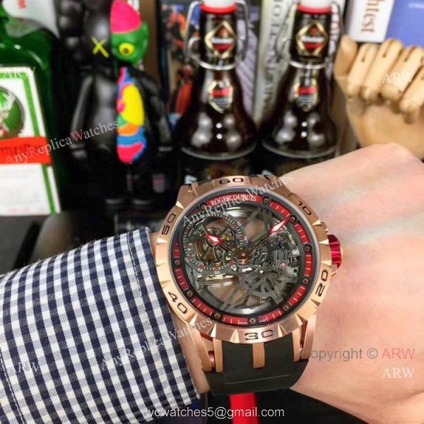 Roger Dubuis Excalibur Spider Rose Gold Skeleton Watches Replica 2