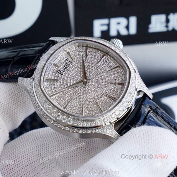 Swiss Grade Replica Piaget Diamond Watch Piaget Black Tie Diamond Watch 42mm 2