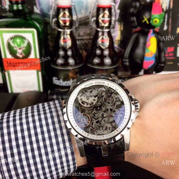 Roger Dubuis Excalibur Spider Men Watches Rose Gold Skeleton Face 2