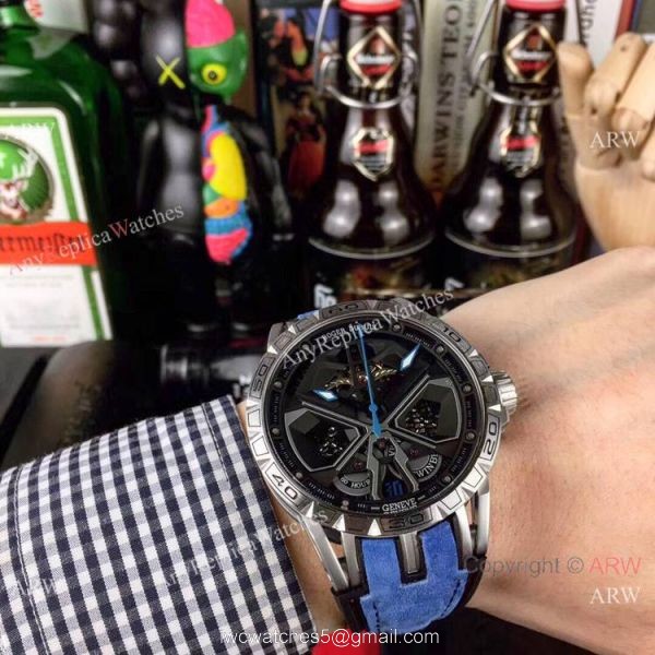 New Replica Roger Dubuis Lamborghini Huracan Watch Titanium Orange Gummy Strap 2