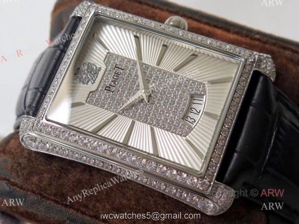 Swiss Replica Piaget Emperador Silver Diamond Watch For Men 2