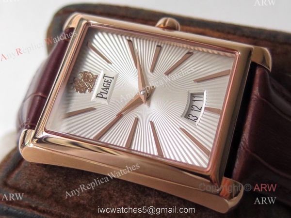 Swiss Replica Mens Piaget Emperador Rose Gold Silver Dial Automatic Watch 2