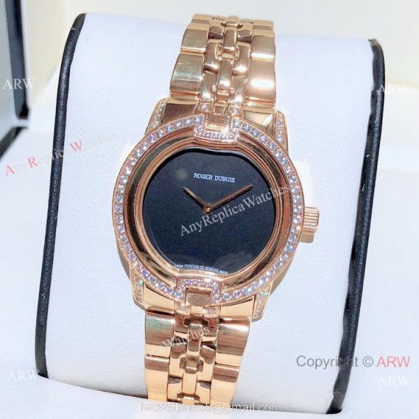Copy Roger Dubuis Velvet Women Watches Silver Dial Rose Gold 2