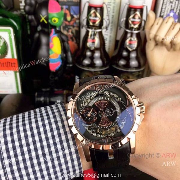 Copy Roger Dubuis Excalibur Quatuor Watches SS Blue Dial 2