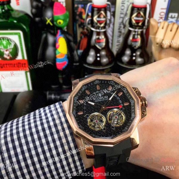 Replica Corum Admirals Cup Double Flying Tourbillon Black Dial Corum Watch 2