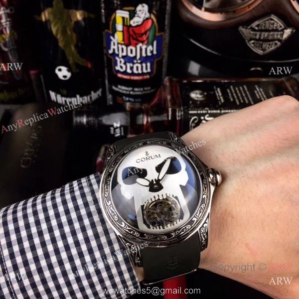 AAA Replica Corum Bubble Skull Watch Stainless Steel Tattoo Blue Dial 2