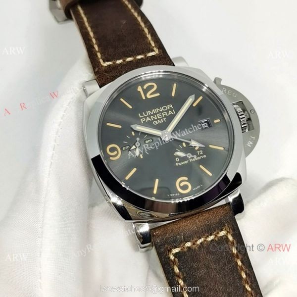 Best Copy Panerai Luminor GMT 72 Power Reserve Gray Dial Watch 44mm 2