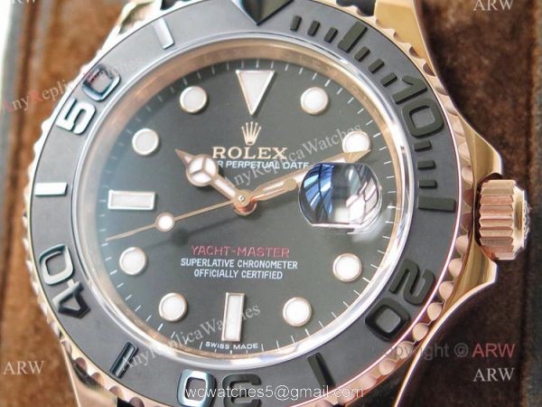 VR Factory Best Replica Rolex Yacht Master Rose Gold Rubber Strap Mens Watch 2