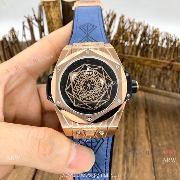 Top Quality Hublot Big Bang Sang Bleu II Watches Black Face Rose Gold 2