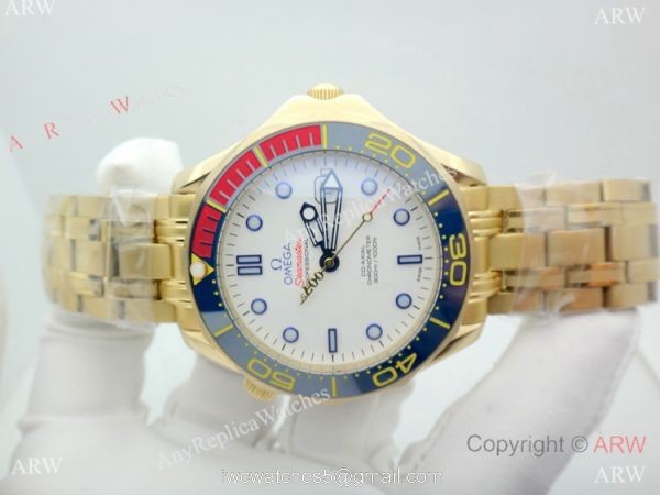New Copy Omega Commanders 007 James Bond Yellow Gold Men Watch 2