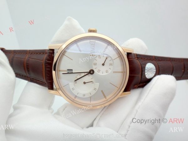 Rose Gold Piaget Altiplano Replica Watch Brown Leather Strap 2