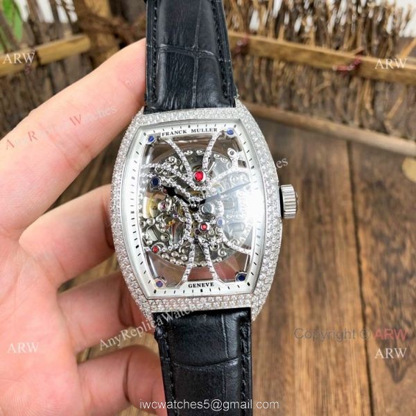 Franck Muller Cintree Curvex Skeleton Rose Gold Diamond Watches Best Replica 2