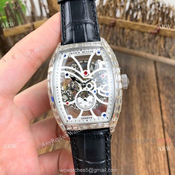 New Copy Franck Muller Cintree Curvex Skeleton Diamond Baguette Watches 2