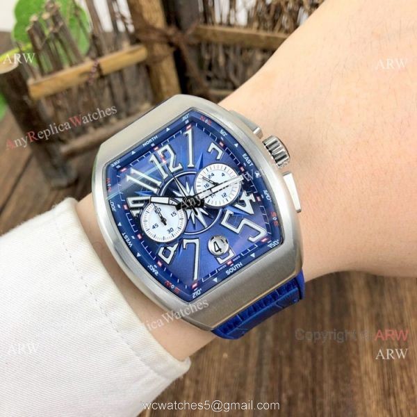 Fake Franck Muller Yachting Chronograph Men Watch Rose Gold and Blue 2