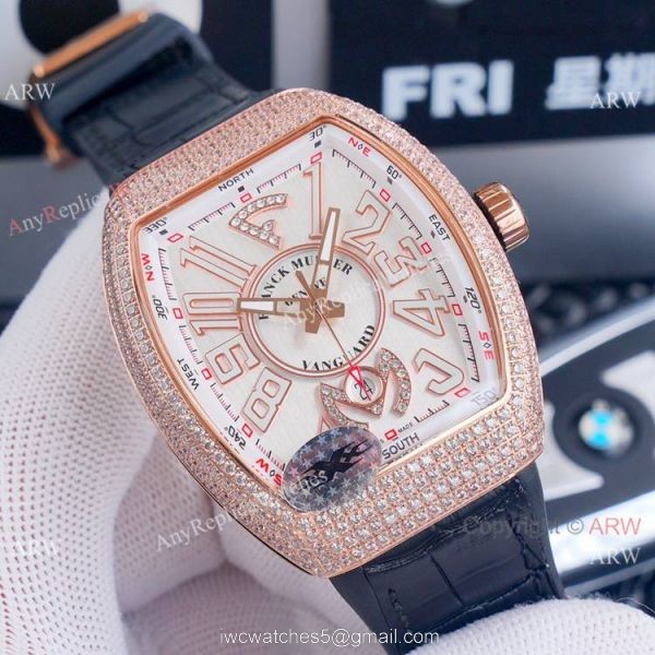 Best Replica Franck Muller Vanguard Yachting v45 Diamond Rose Gold Dial Watches 2