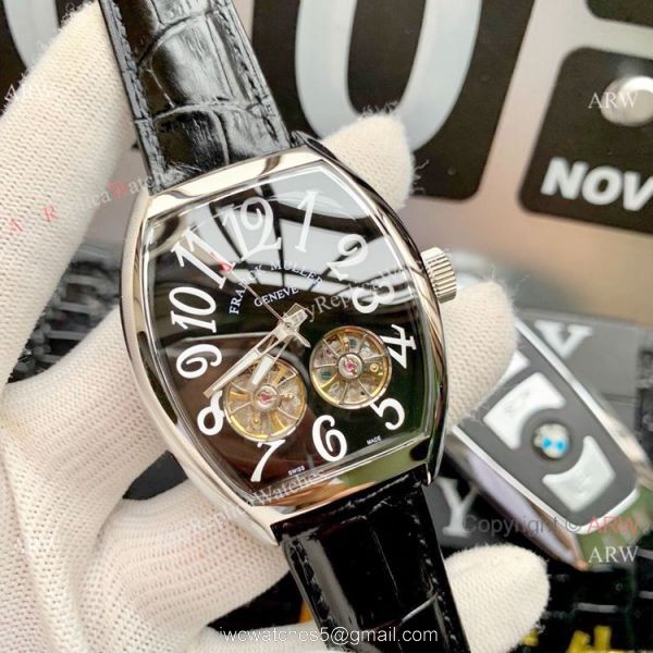 Best Copy Franck Muller Cintree Curvex Double Flying Tourbillon Watches SS White Dial 2