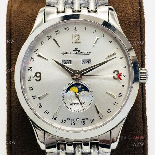 (JLF) Swiss Copy Jaeger-Lecoultre Moonphase Silver Dial Watch For Men 2
