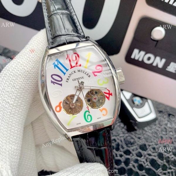 Copy Franck Muller Cintree Curvex Double Flying Tourbillon Black Dial Watches 2