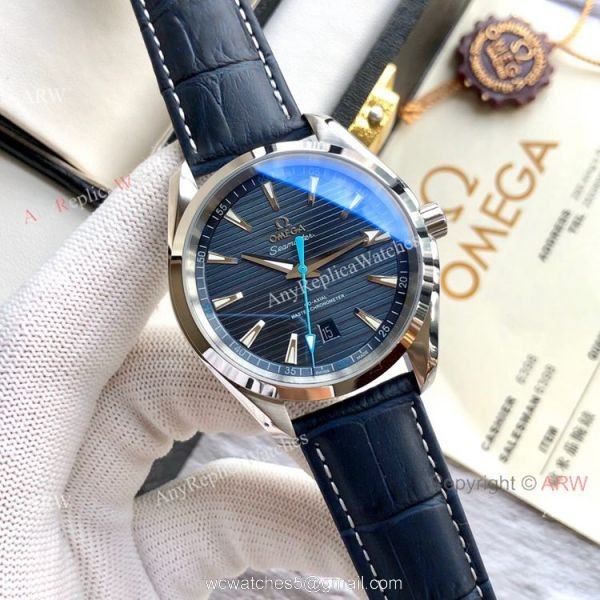Best Quality Omega Seamaster Aqua Terra Copy Watches Brown Leather Strap 2