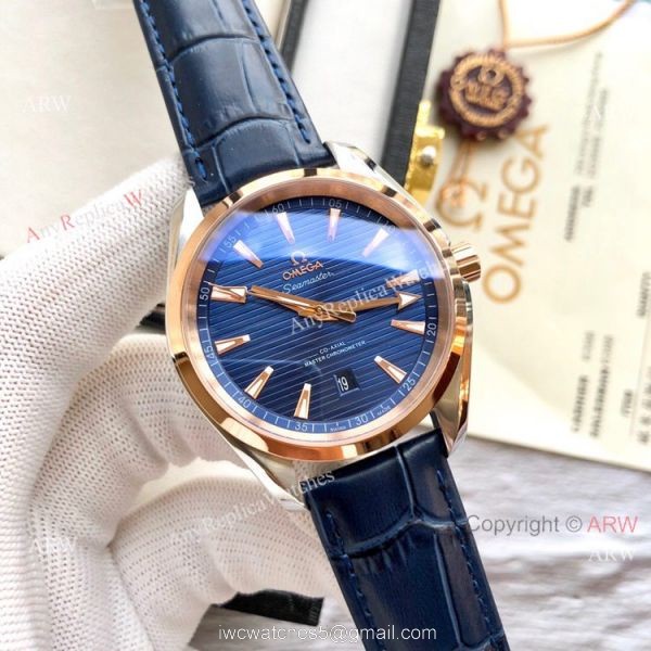 Best Quality Omega Seamaster Aqua Terra Copy Watches 2-Tone Rose Gold 2