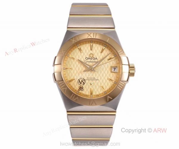 (VS) Swiss Replica Omega Constellation Gold Face Mens Watch New Dial 2
