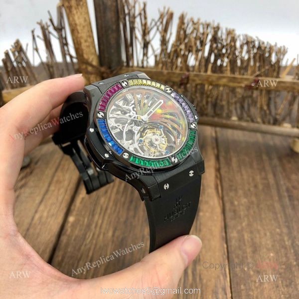 1:1 Swiss Replica Hublot Tourbillon Skeleton Big Bang Black Rainbow Watch 2