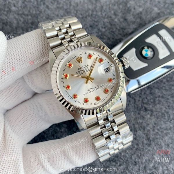 36mm Rolex Datejust Men Watches Two Tone Red Diamond 2