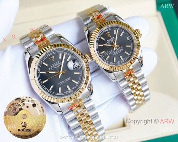 Replica Rolex Datejust Two Tone Lover Watches Siver Dial 2