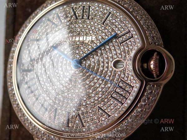 (TW) Swiss Quality Replica Cartier Ballon Bleu Rose Gold Diamond Watches 2