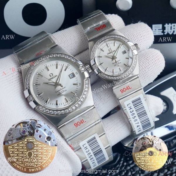 AAA Replica Omega Couple Watch Omega Constellation Diamond Bezel Automatic Watches 2